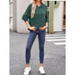 Fluerette Dark Green Textured Hoodie with Kangaroo Pouch