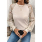 Francene Lace Patchwork Long Sleeve Round Neck Top