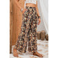 Francene Black Floral Print High Waist Wide Leg Pants