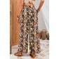 Francene Black Floral Print High Waist Wide Leg Pants