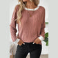 Fritza Coral Crew Neck Ribbed Knit Top