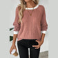 Fritza Coral Crew Neck Ribbed Knit Top