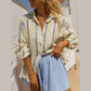 Gracelyn Golden Tide Stripe Button‑Up Blouse