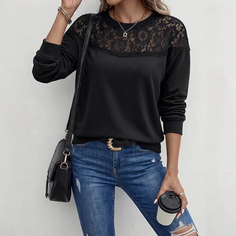 Georgina Black Lace Panel Top
