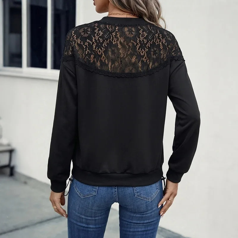 Georgina Black Lace Panel Top