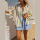 Gracelyn Golden Tide Stripe Button‑Up Blouse
