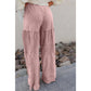 Gabby Pink Mineral Wash Tiered Wide Leg Patchwork Drawstring Pants