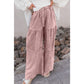 Gabby Pink Mineral Wash Tiered Wide Leg Patchwork Drawstring Pants