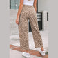 Gabrie Khaki Leopard Print Straight Loose Jeans