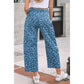 Gabrie Blue Leopard Print Straight Loose Jeans