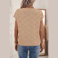 Galyn Khaki Lattice Textured Knit Short Sleeve Sweater