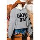 Black Game Day Graphic Rugby Football Season Sweatshirt