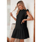 Gena Black Flutter Sleeve Crew Neck Shift Dress