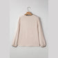 Geneva Contrast Scallop Trim V Neck Long Sleeve Blouse
