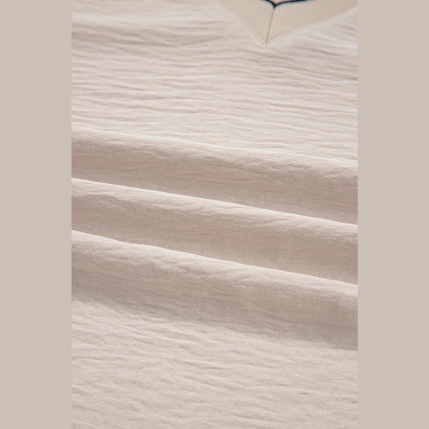 Geneva Contrast Scallop Trim V Neck Long Sleeve Blouse