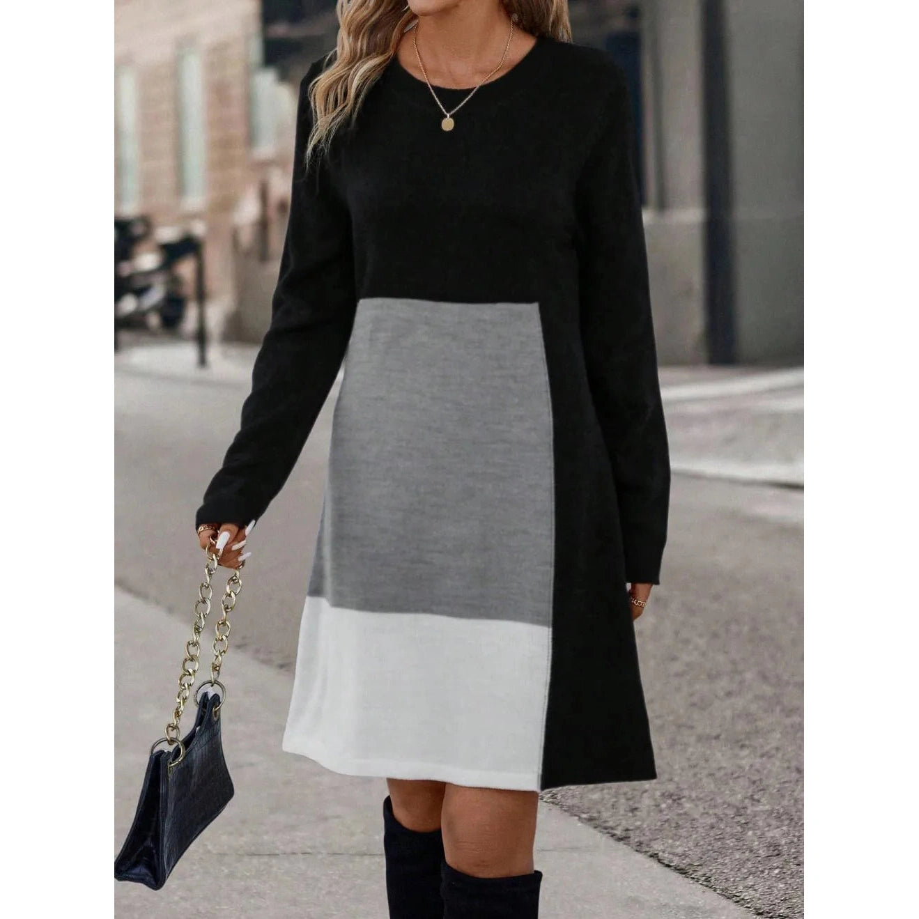 Genna Colorblock Sweatshirt Mini Dress