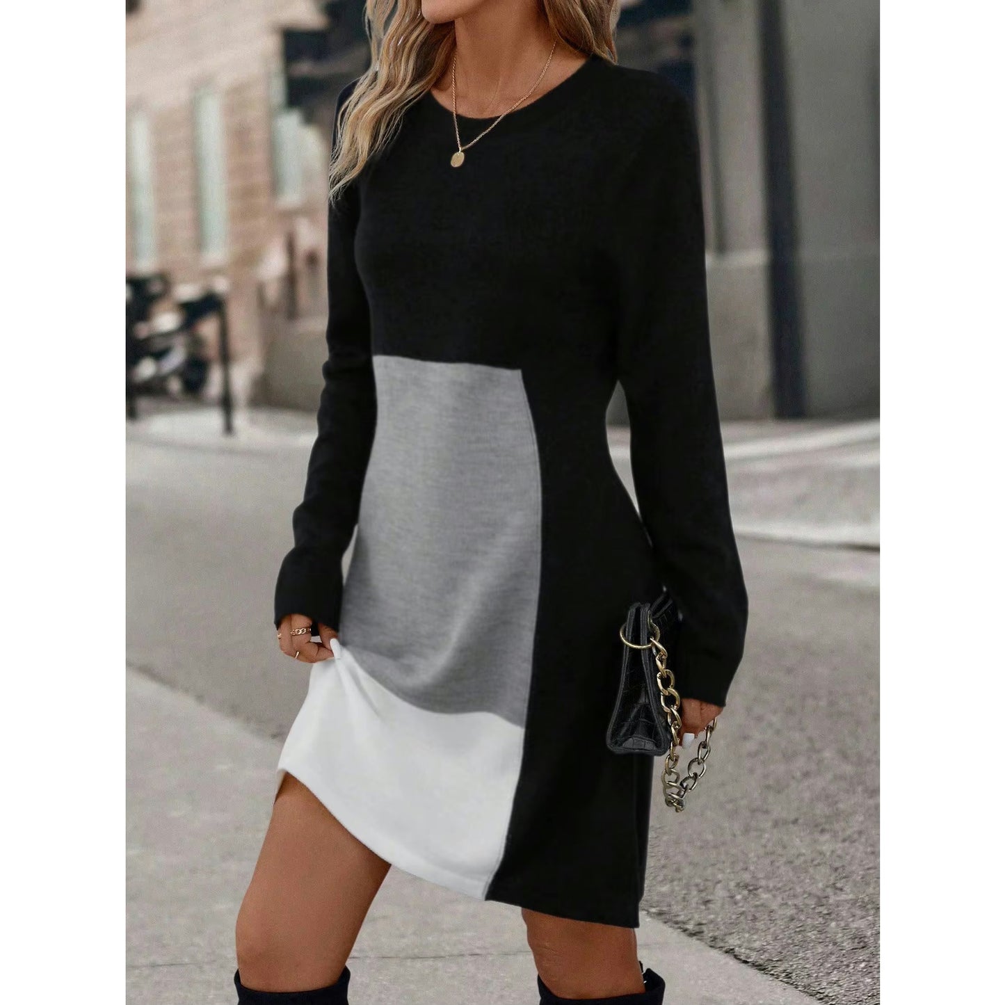 Genna Colorblock Sweatshirt Mini Dress