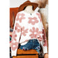 Genna White Textured Flower Drop Shoulder Loose Sweater