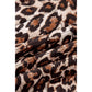 Geri Brown Leopard Print Quilted Button Front Patch Pockets Jacket
