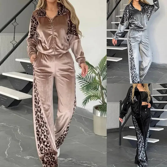 Gertie Leopard Print Two Piece Zipped Lounge Set - 3 Colors