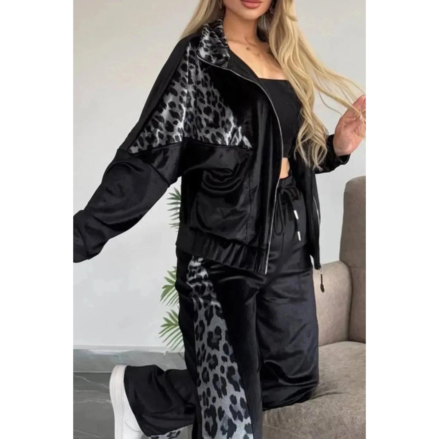 Gertie Leopard Print Two Piece Zipped Lounge Set - 3 Colors