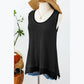 Gertrude Black Scoop Neck Waffle Knit Flowy Tank