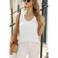 Gertrude White Scoop Neck Waffle Knit Flowy Tank