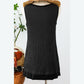 Gertrude Black Scoop Neck Waffle Knit Flowy Tank