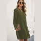 Gianna Green Split V Neck Ruffled Sleeves Shirt Dress