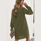 Gianna Green Split V Neck Ruffled Sleeves Shirt Dress