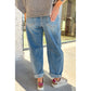 Gidgett Sky Blue Medium Wash Cuffed Barrel Jeans