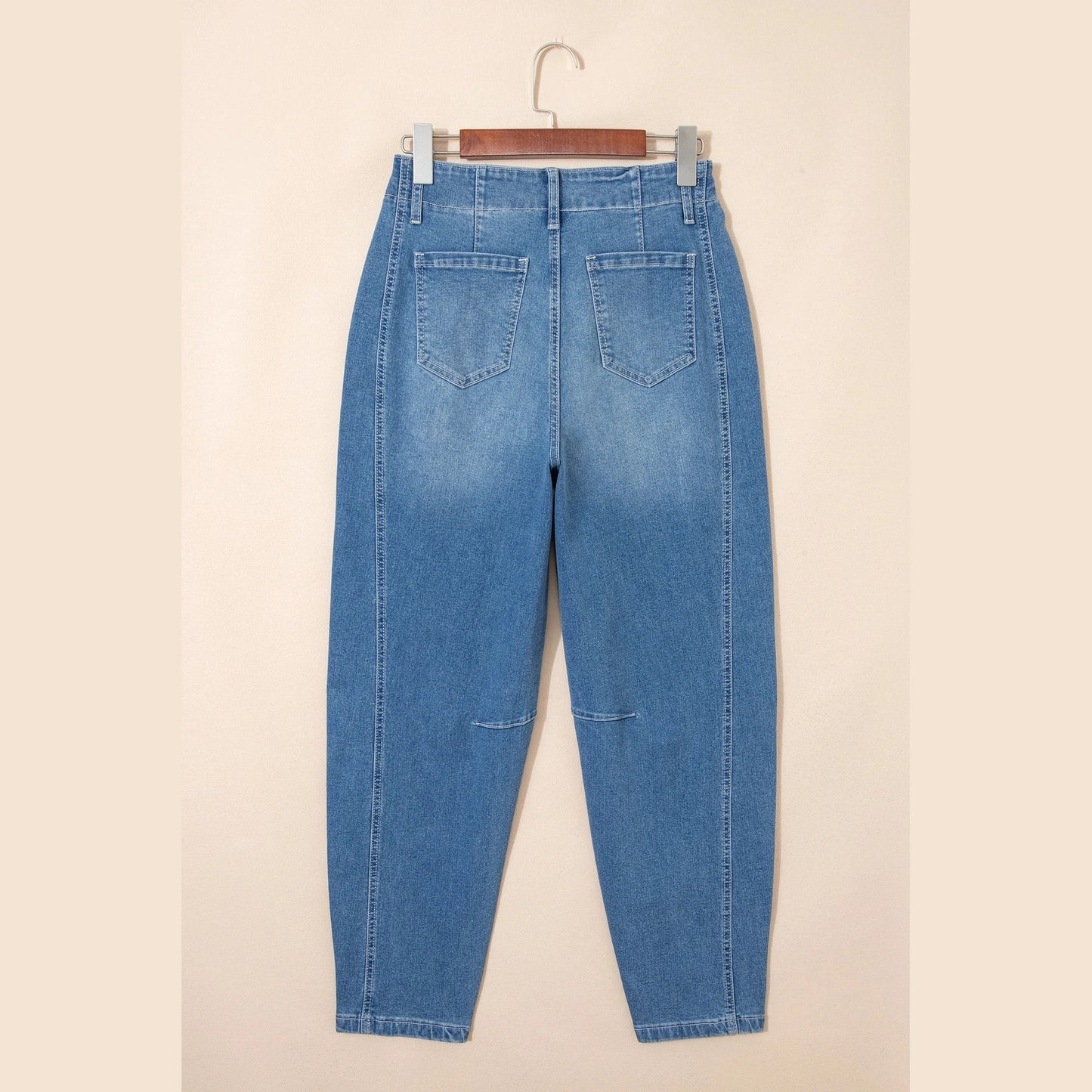 Gidgett Sky Blue Medium Wash Cuffed Barrel Jeans