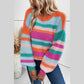 Gigi Multicolor Striped Knit Drop Shoulder Puff Sleeve Sweater