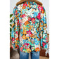 Gilda Multicolour Floral Print Bubble Sleeve V Neck Ruffled Blouse