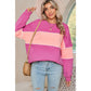 Gilly Sachet Pink Colorblock Patchwork Drop Shoulder Ribbed Trim Sweatshirt