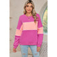 Gilly Sachet Pink Colorblock Patchwork Drop Shoulder Ribbed Trim Sweatshirt