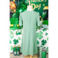Gina Mint Green Corded Knit Crew Neck Puff Sleeve Shift Mini Dress