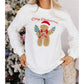White Embroidered Gingerbread Cozy Christmas Long Sleeve Round Neck Pullover Sweatshirt