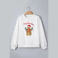White Embroidered Gingerbread Cozy Christmas Long Sleeve Round Neck Pullover Sweatshirt