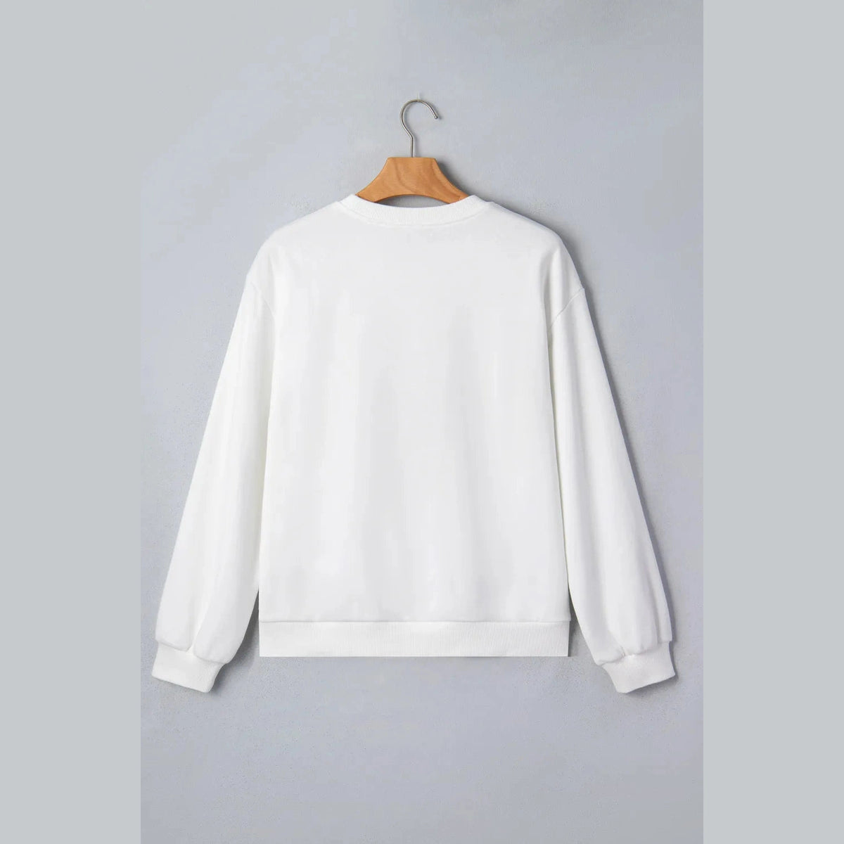 White Embroidered Gingerbread Cozy Christmas Long Sleeve Round Neck Pullover Sweatshirt