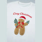 White Embroidered Gingerbread Cozy Christmas Long Sleeve Round Neck Pullover Sweatshirt