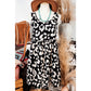 Ginnifer Black Leopard Print U Neck Sleeveless High Waist Dress