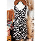 Ginnifer Black Leopard Print U Neck Sleeveless High Waist Dress