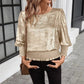 Edelle Gold Metallic Glow Puff‑Sleeve Top