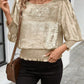 Edelle Gold Metallic Glow Puff‑Sleeve Top