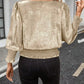 Edelle Gold Metallic Glow Puff‑Sleeve Top
