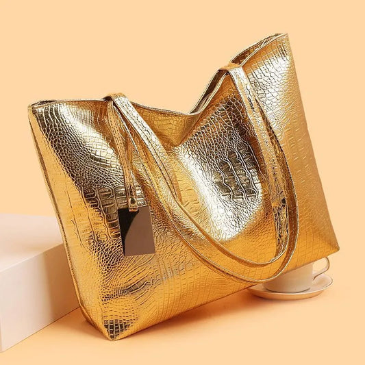 PU Leather Croc-Embossed Statement Bag - 3 Colors