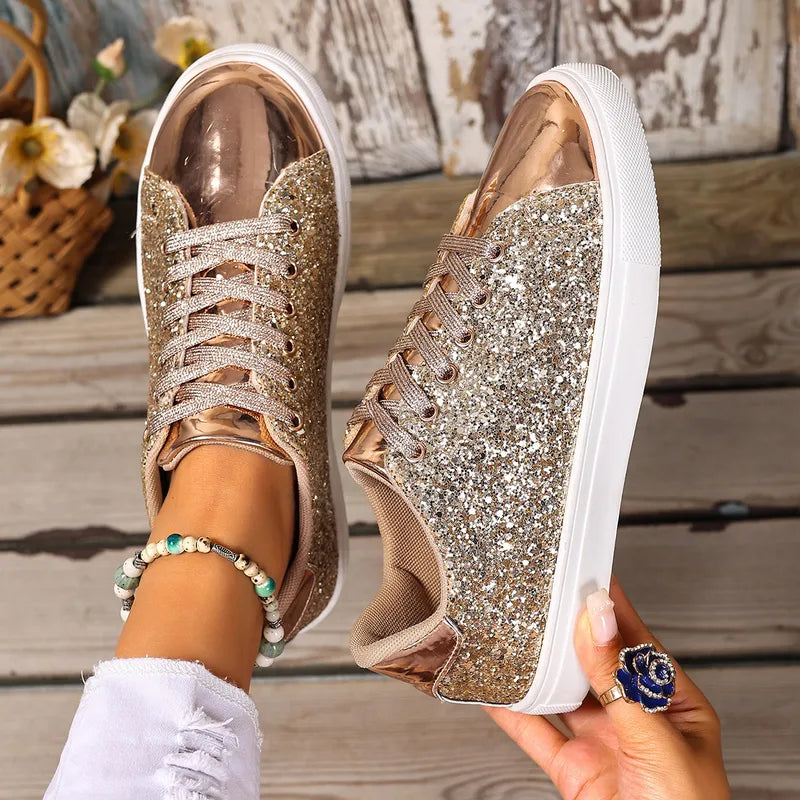 Glitter PU Leather Sneakers - 3 Colors