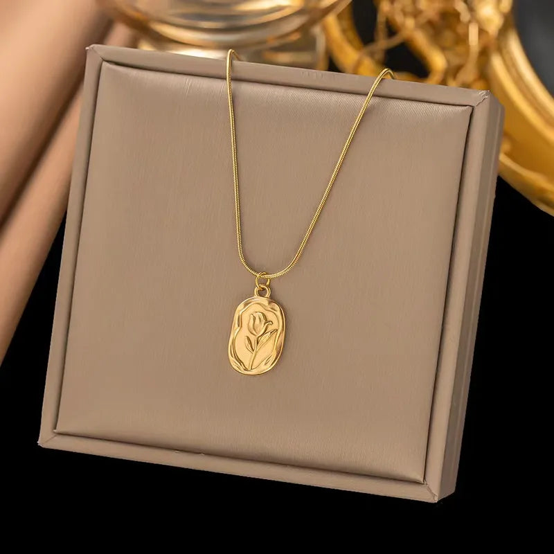 Rose 18K Real Gold Plated Snake Chain Necklace - 2 Colors