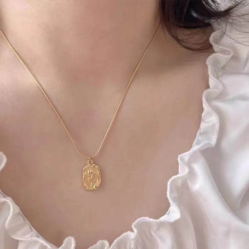 Rose 18K Real Gold Plated Snake Chain Necklace - 2 Colors
